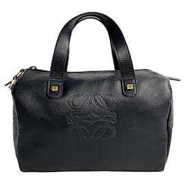 Loewe-Anagram Leather Boston Bag-Black