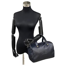 Loewe-Anagram Leather Boston Bag-Black