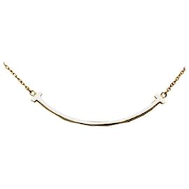 Tiffany & Co-18k Gold T Smile Pendant Necklace-Golden