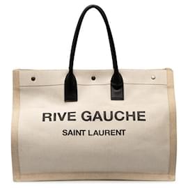 Yves Saint Laurent-Bolso shopper Rive Gauche de lona-Castaño