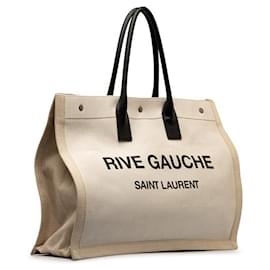 Yves Saint Laurent-Canvas Rive Gauche Tote Bag-Brown