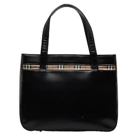 Burberry-Handtasche aus Leder mit House Check-Muster-Schwarz