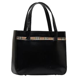 Burberry-Leather House Check Handbag-Black