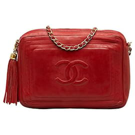 Chanel-Bolso para cámara con borla CC-Roja