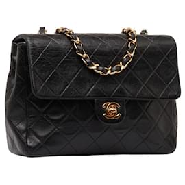 Chanel-Mini sac carré classique à rabat simple-Noir