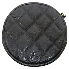 Chanel-Bolsa clutch redonda CC Caviar-Preto