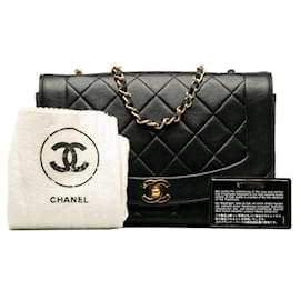 Chanel-Bolsa transversal com aba Diana-Preto