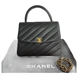 Chanel-CC Chevron Top Handle Bag-Black