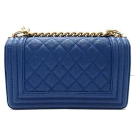 Chanel-Classic Caviar Le Boy Flap Bag-Blue