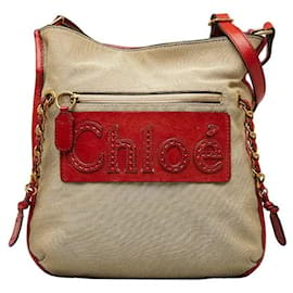 Chloé-Canvas Haley Crossbody Bag-Brown