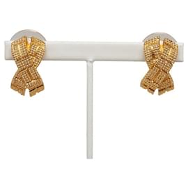 Dior-Crossed Stud Earrings-Golden