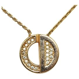Dior-Crystal CD Pendant Necklace-Golden