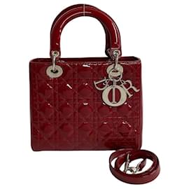 Dior-Lady Dior in vernice Cannage media-Rosso