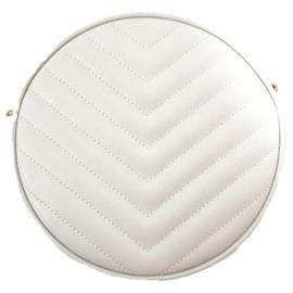 Yves Saint Laurent-Monogram Matelasse Vinyle Round Crossbody Bag-White