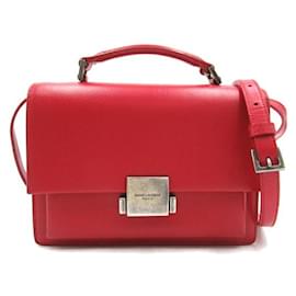 Yves Saint Laurent-Leather Satchel Crossbody Bag-Red