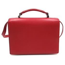 Yves Saint Laurent-Leather Satchel Crossbody Bag-Red