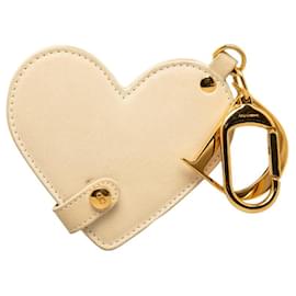 Dior-Leather Heart Mirror Bag Charm-White