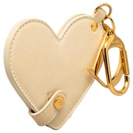 Dior-Charme de bolsa de espelho de coração de couro-Branco
