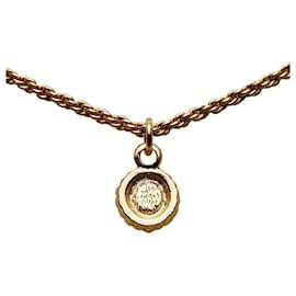 Dior-Rhinestone Pendant Necklace-Golden