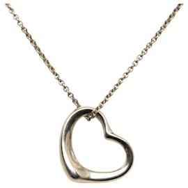 Tiffany & Co-Open Heart Pendant Necklace-Silvery