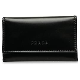 Prada-leather 6 key holder-Black