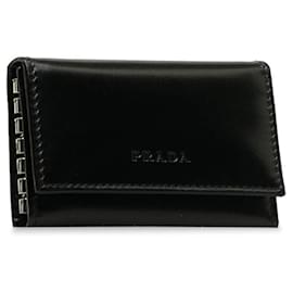 Prada-leather 6 key holder-Black