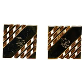 Dior-Gemelli quadrati con logo-D'oro