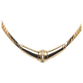 Dior-Rhinestone Chain Necklace-Golden