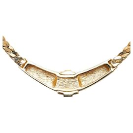 Dior-Collar de cadena de diamantes de imitación-Dorado