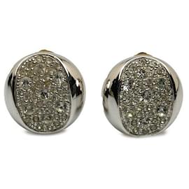 Dior-Round Crystal Clip On Earrings-Silvery