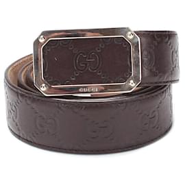 Gucci-Cintura sottile con firma GG-Marrone