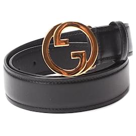 Gucci-Cintura in pelle con G intrecciata-Nero