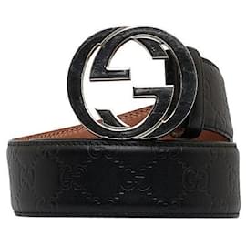 Gucci-Cinturón con G entrelazadas GG Signature-Negro