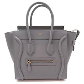 Céline-Leather Luggage Tote Bag-Grey