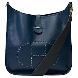 Hermès-HERMES Evelyne Tasche aus blauem Leder - 101787-Blau