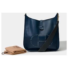 Hermès-HERMES Evelyne Bag in Blue Leather - 101787-Blue