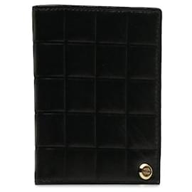 Chanel-Estojo para cartão de colcha quadrada-Preto