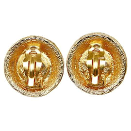 Chanel-Runde Ohrclips mit Kunstperlen-Golden