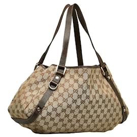 Gucci-GG Canvas Abbey Shoulder Bag-Brown