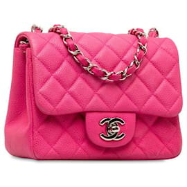 Chanel-Mini Classic Caviar Single Flap Bag-Pink