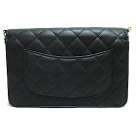 Chanel-CC Quilted Leather Pearl Chain Flap Bag-Black