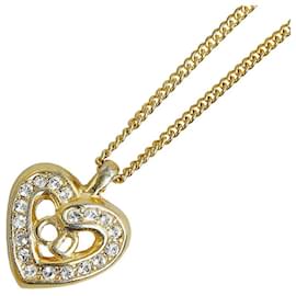 Dior-Crystal Heart CD Pendant Necklace-Golden