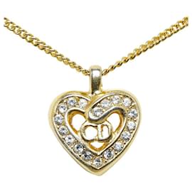 Dior-Crystal Heart CD Pendant Necklace-Golden