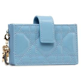 Dior-Porta-cartões Jasmine em couro envernizado Cannage-Azul