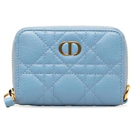 Dior-Cannage Leather Zip Coin Purse-Blue
