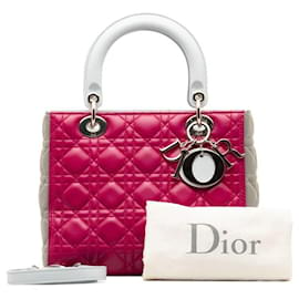 Dior-Couro Cannage Médio Lady Dior-Roxo