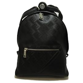 Fendi-Leather Chiodo Shadow Diagonal Backpack-Black