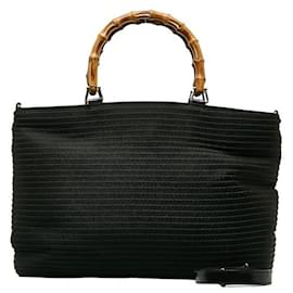Gucci-Tasche mit Griff oben aus Nylon und Bambus-Schwarz