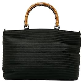 Gucci-Tasche mit Griff oben aus Nylon und Bambus-Schwarz