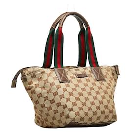 Gucci-Web-Einkaufstasche aus GG-Canvas-Braun
